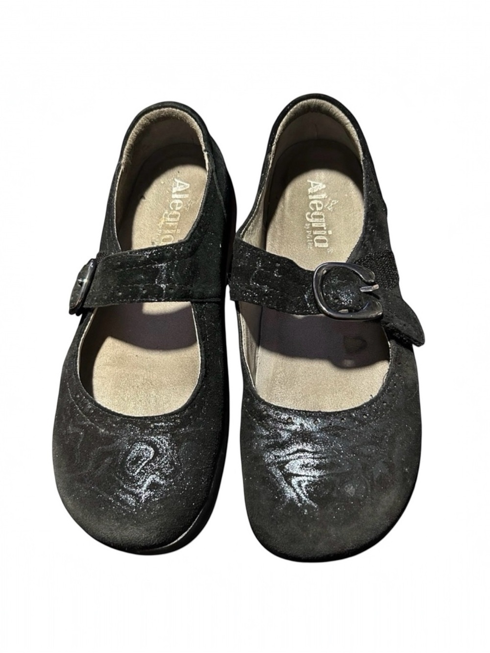 Alegria Women’s Black Leather Swirl Mary Jane Shoes (KOU-750) Size 38 (US 8)